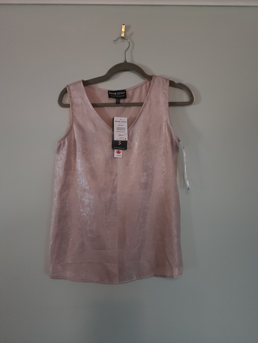Frank Lyman Design Shimmering Champagne V-Neck Camisole